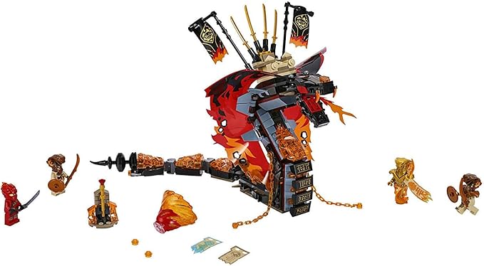LEGO NINJAGO Fire Fang 70674 Snake Action Toy Building Set with Stud Shooters and Ninja Minifigures Characters Perfect for Group Play (463 Pieces)
