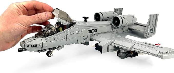 General Jim's A-10 Thunderbolt II Warthog Fighter Jet Building Blocks Set 931 Pieces Cold War Attack Aircraft Model Plane with Opening Cockpit Retractable Landing Gear Artillery Station | GJ-AA10