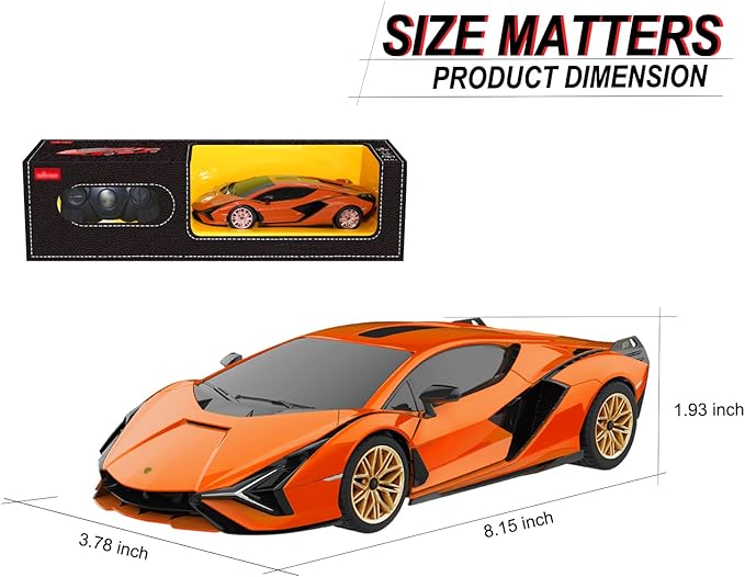 1:24 Scale Remote Control Car for Lamborghini Sian FKP 37 2.4GHz Model RC Cars Electric Sport Racing Hobby Vehicle Gift for Adults Kids Boys Girls - Orange