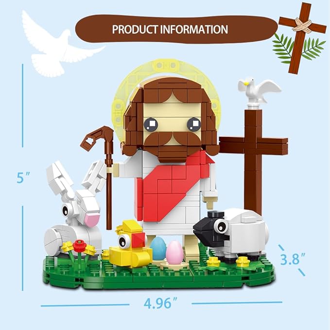 Jesus Building Block Set The Shepherd God Building Blocks Toy Jesus Figure Decors Gift for Christmas Easter Birthday Christian Adults &amp Kids