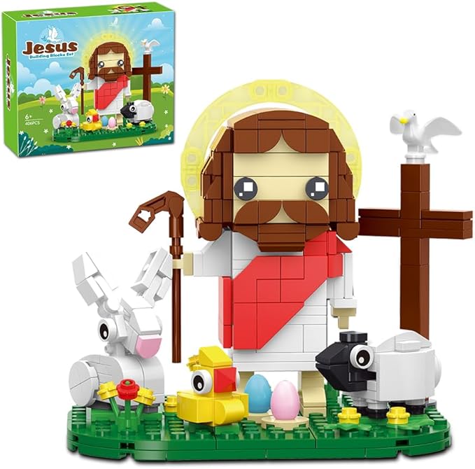 Jesus Building Block Set The Shepherd God Building Blocks Toy Jesus Figure Decors Gift for Christmas Easter Birthday Christian Adults &amp Kids