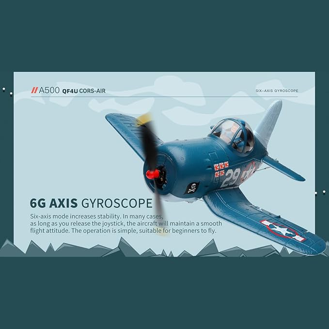 XK A500 RC Plane 2.4G 4CH Brushless RC EPP Fixed-Wing Airplane RTF Ready to Fly Gliding Aircraft Model with 6G/3D Flight Modes Airplane for Adults (RTF/Blue)