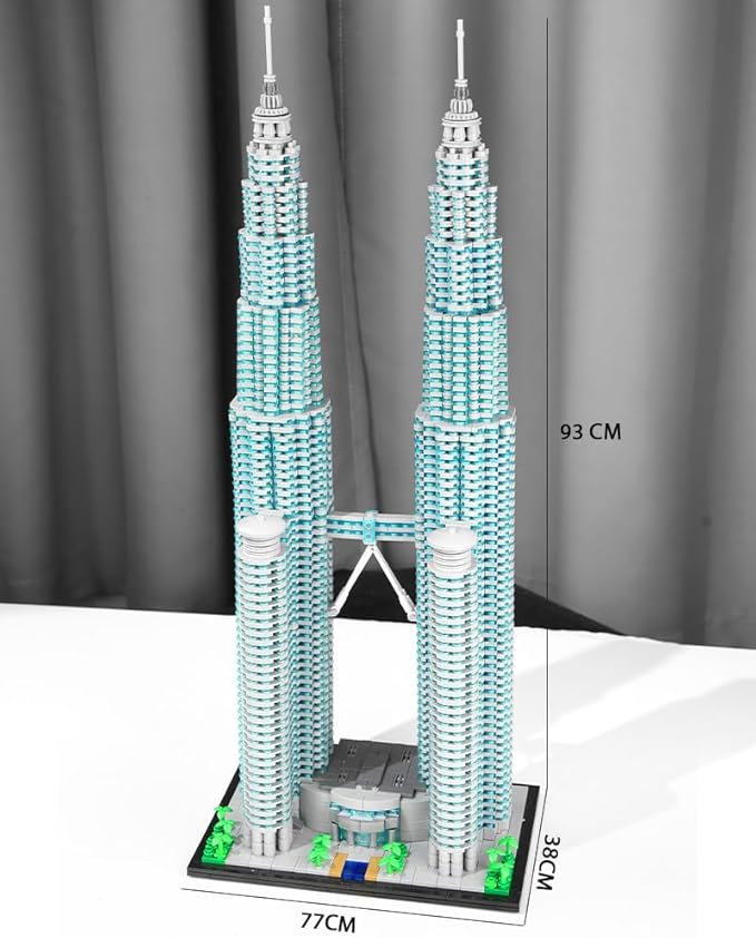 1:800 Malaysia Twin Towers Architecture Building Blocks Set Kuala Lumpur Petronas Tower Modular Construction Kit for Adults &amp Teens (5839 Pieces)