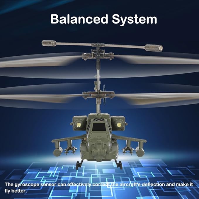 Remote Control Helicopter S109H RC Helicopters with Altitude Hold One Key Take Off/Landing LED Light Low Battery Reminder Gyro 2.4GHz RC Army Military Helicopter with 2 Batteries