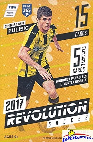 2017 Panini Revolution Soccer EXCLUSIVE Sealed Hanger Box with 2 VORTEX &amp 3 SUNBURST Inserts! Look for Cards &amp Autographs from Lionel Messi Ronaldo Maradona Christian Pulisic &amp Many Mor