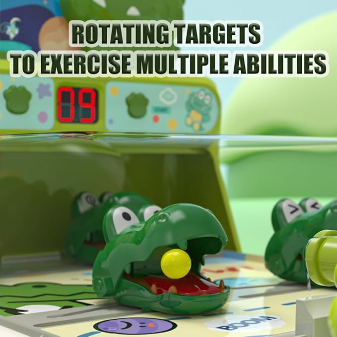 Dinosaur Crocodile Pinball Machine Board Kids Games Interactive Electronic Toys for Toddler Board Games Ages 3-5 Year Old Boy Birthday GiftBaby Toy for Early Learning (Green) ﻿