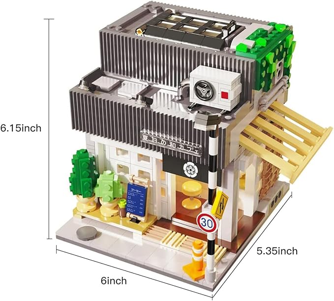 Japanese Summer Breeze Coffee House Building Block Set MOC City Café Shop with LED Lights Architecture Construction Model for Adults Teens Boys Girls (1108PCS)