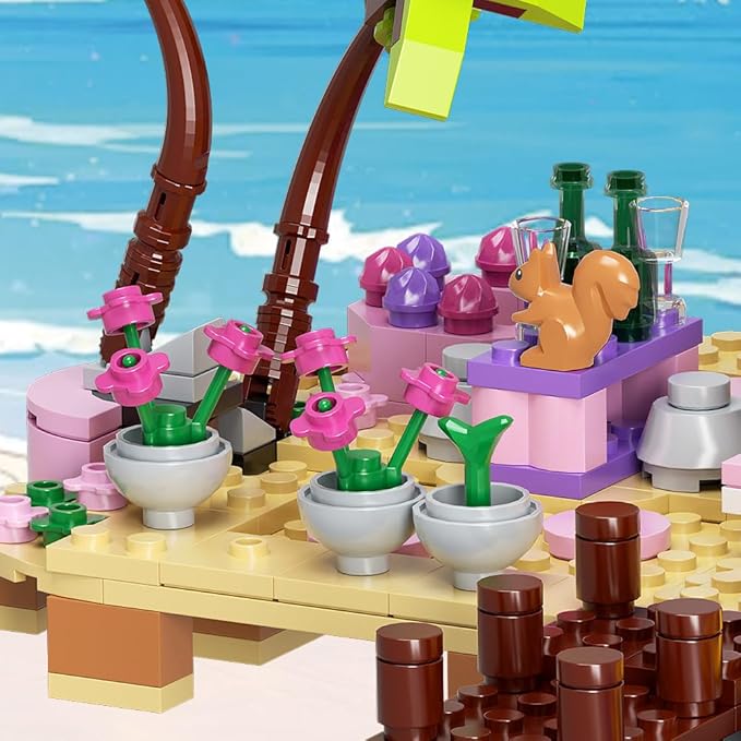 MindBox Girls Seaside Villa Building Blocks812pcs Beach House Building Toys for Kids Age 8+Mini Brick