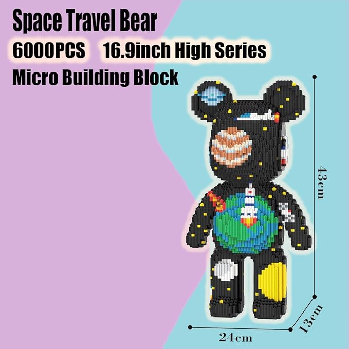 PIANTION Animal Space Travel Bear Micro Building Blocks Set(6000PCS XQ012) 16.9in High SeriesGifts Suitable for Adults
