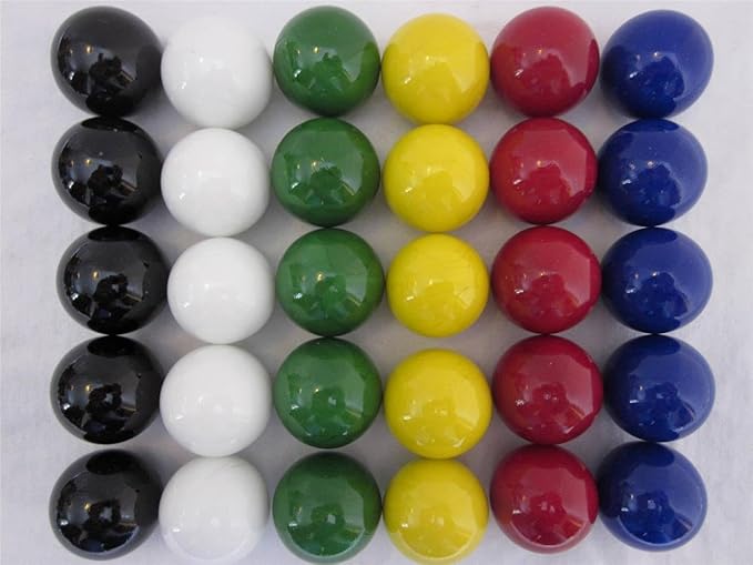 Big Game ~30 Large 1 (25mm) Replacement Solid Glass Marbles for Chinese Checker Aggravation Wahoo Dirty Marbles Board Game (5 of Each Color)