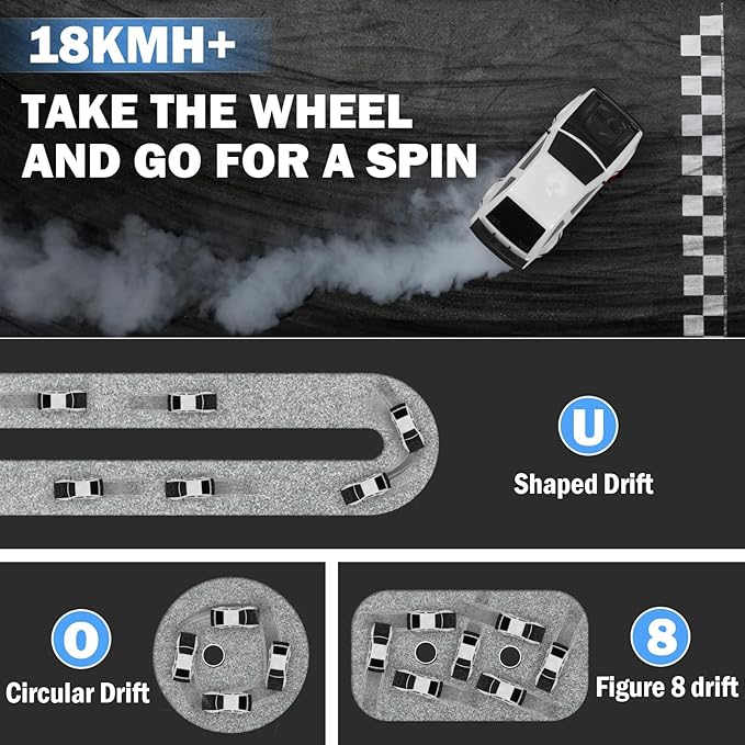 RC Drift Car 1:16 Scale AE86 Model RC Drift Car 4WD 18KM/h High Speed Remote Control Cars with LED Lights Spray Drifting Tires Sport Racing On-Road Vehicle for Teens Adults