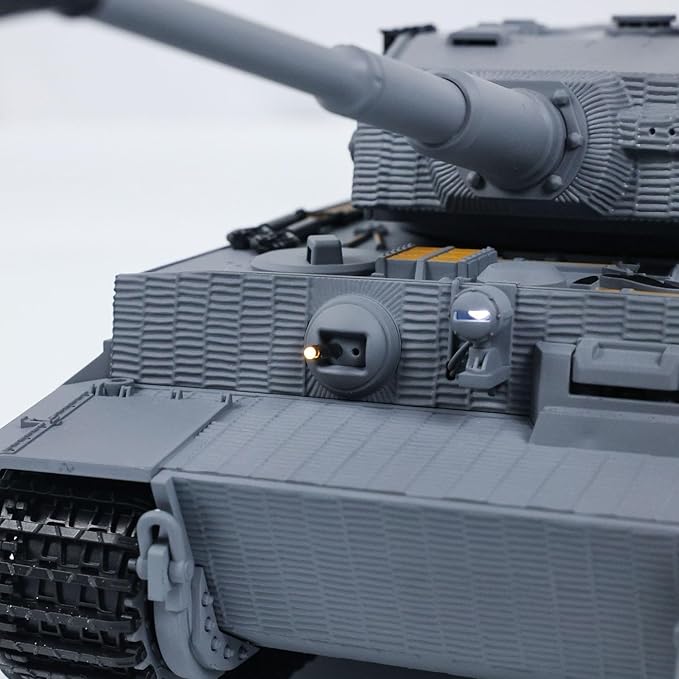 POCO DIVO German Tiger I Heavy Tank 1/24 Infrared IR Combat Panzer RTR 2.4Ghz RC Armored Vehicle Taigen 3841-11-M Standard Paintless Middle Version Sound Light Recoil WWII Military Model Gray