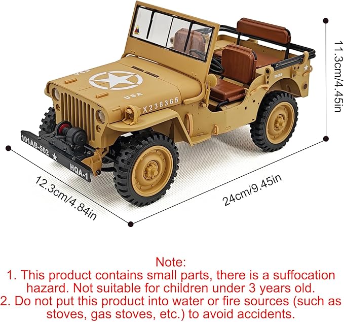 1:14 Scale Military Remote Control Car RC Crawler 2.4G 4WD Off Road Jeep RC Truck with LED Lights and Sound Effects Rock Climbing Vehicle for Adults (Yellow 2 Batteries)