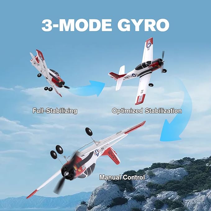 Fms 410mm T-28 RC Plane for Beginners – Easy to Fly with 3 Flight Modes and One-Key Return Durable EPP Foam and Prop Guard Ready to Fly RTF Remote Control Aircraft for Adults