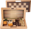 GSE Games &amp Sports Expert 16 Deluxe 3-in-1 Wooden Folding Chess Checker &amp Backgammon Board Game Combo Set Portable Travel Game Set for Kids &amp Adults