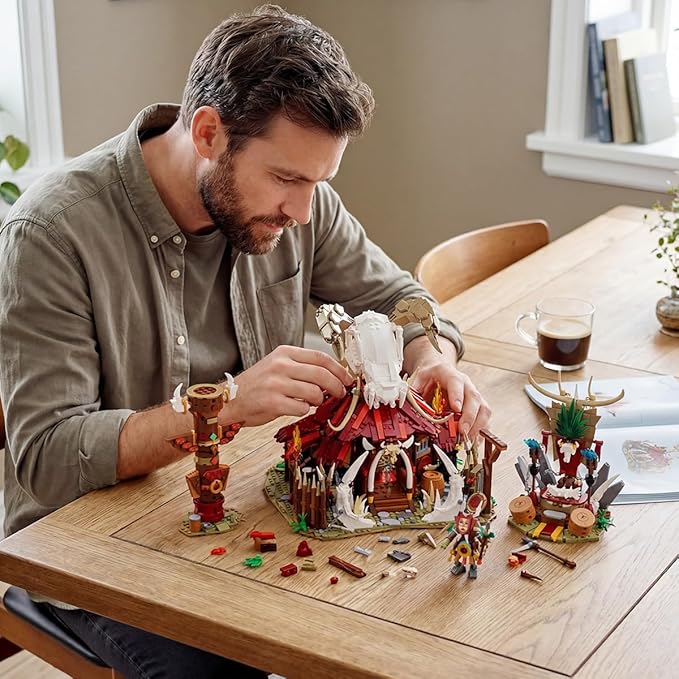 Medieval Castle Bonefire Gate Building Sets for Adults Architecture Sets with Knights &amp Viking Village Modular Display Set 2098pcs