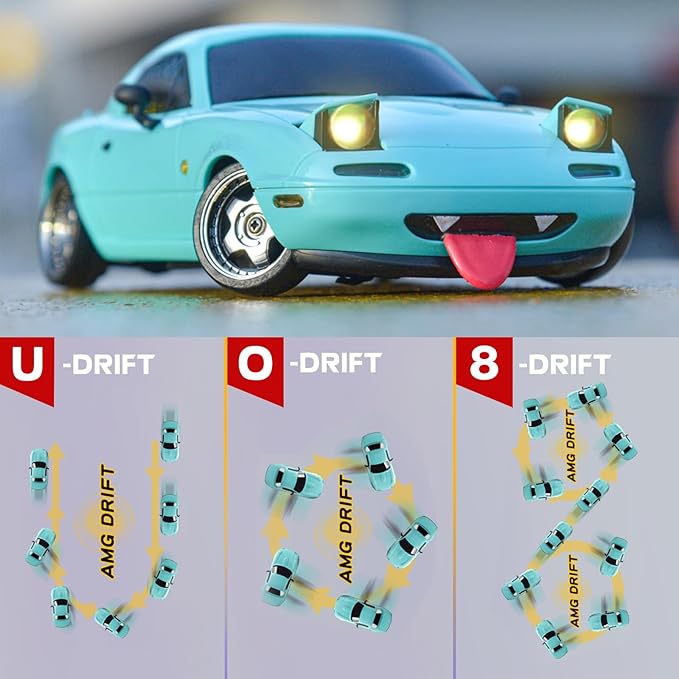 1/18 RC Drift Car LD1804 Mini Mazda MX-5 Remote Control High Speed Drifting Car RTF 2.4GHz RWD Miata RC Vehicles with Gyro LED Lights for Toy Gifts