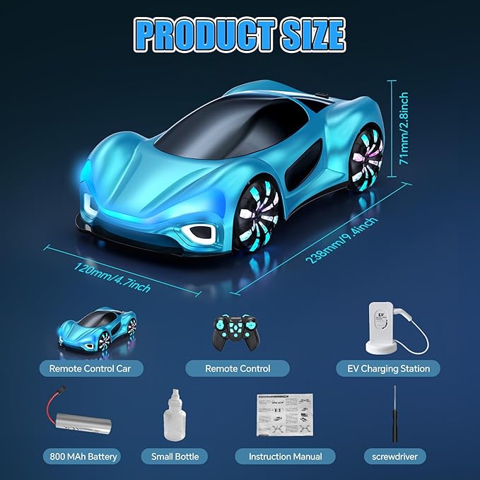 Remote Control CarRC Cars Boys Toys for 6 7 8 9 10 11 12 Year Old 2.4GHz 360° Rotate RC Cars with Cool Lights Music &amp Spray Effects Cool Birthday for Kids &amp Boys 6-12