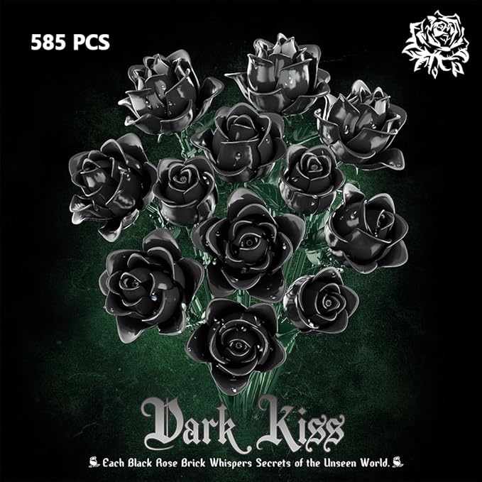39094 Dark Rose Building Blocks Flower Set 585 Pieces of Floral and Plant Series Block Sets Adult Creative Enthusiast Model Gifts and Unique Collectibles Can be Used for Room Decoration