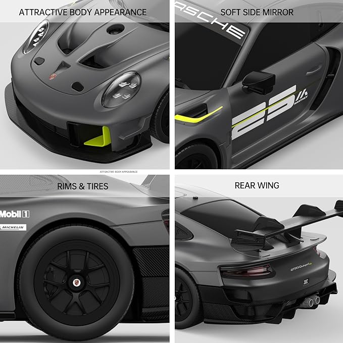 RASTAR Porsche 911 GT2 RS Model Car 1:24 Scale RC Porsche 911 GT2 RS Clubsport 25 Remote Control Car for for Kids Adults RC Sports Supercar Grey