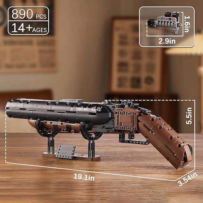 HIGH GODO Demon Anime Shotgun Building Block Set 890 PCS Model Guns Collection Model Building Bricks Set Shootable for Weapon Lovers Collectible Gifts Toys for Teens Adults 14+