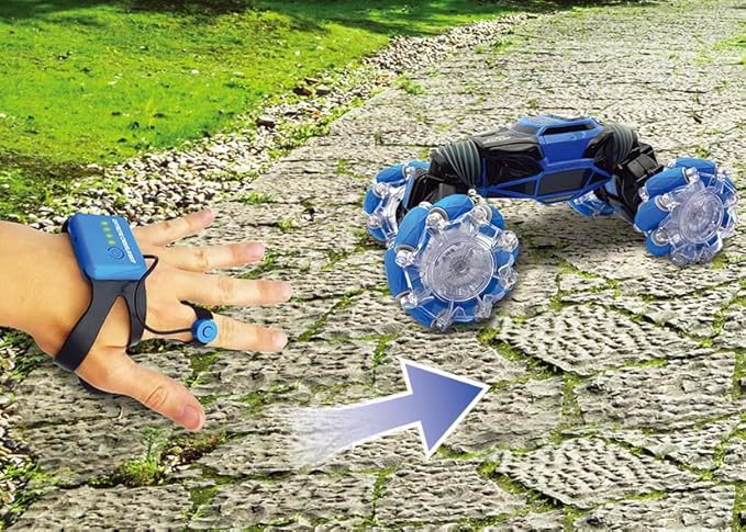 LEXiBOOK Extreme Crosslander Off-Road Remote Control car up to 12km/h Light Effects Remote Control &amp Gesture Control Bracelet Included Music Rechargeable RC50
