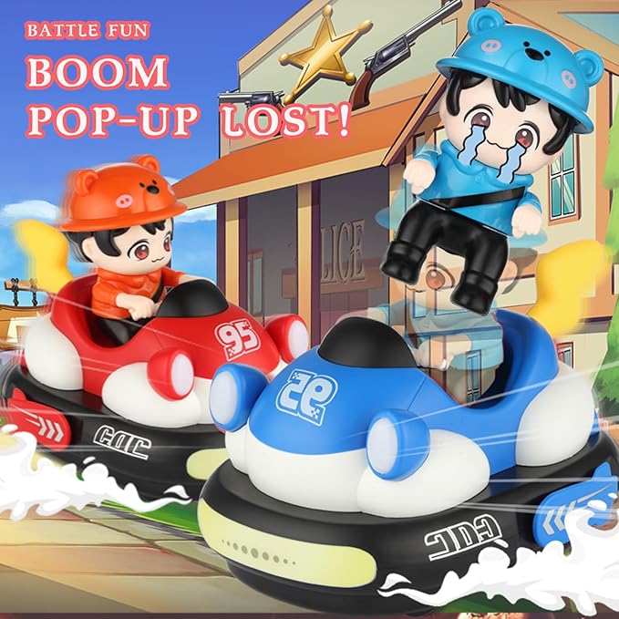 2Pcs RC Bumper Cars Toys with Ejector Rechargeable Remote Control Collision Cars LED Light-Up Battle Racing Game for Kids Ages 3–8 (Parental Guidance) Fun Gift for Boys &amp Girls
