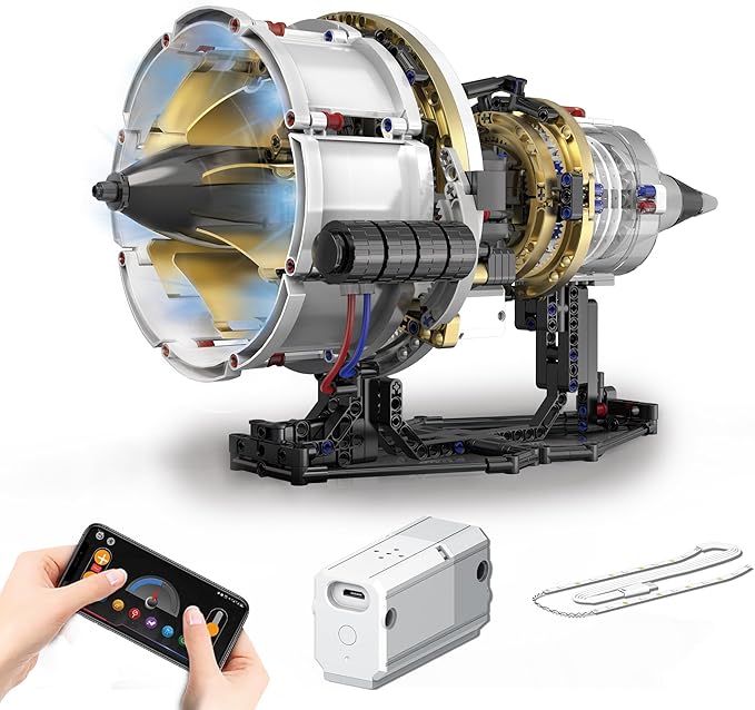 Jet Engine Model Kit that Runs App Controlled Building Blocks Sets with Motor Visible Aircraft Engine Building Kit for Adults &amp Kids 14+ Year Old (564 PCS)