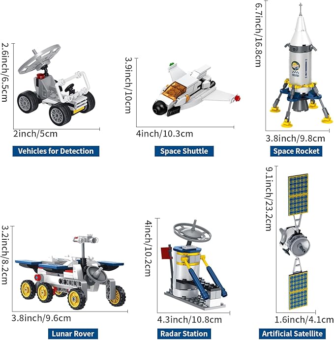 Space Station and Astronaut Research Base Building Set Toy Space Building Kit Creative Role Play for Kids Explore Moon Space Adventure Toy for Kids Boys 8 9 10 11 12 13 14 Total 7 Models