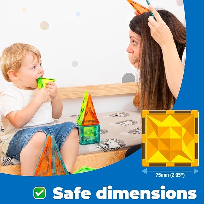 Magnetic Tiles for Kids Ages 4-8 25 Piece Dinosaur Building Blocks Set with T-Rex &amp Stegosaurus Magnet Toys for Toddlers &amp Preschoolers - Educational Construction Toy Magnetic Building Sets