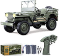 RC Crawlers 1:10 Scale D888 Willys Military Jeep 2.4Ghz 4WD Off Road Rock Crawler Vehicle with Lights All Terrain Electric RC Jeep Toy for Adult Teens