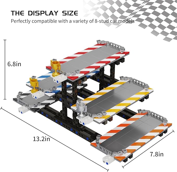 Display Stand Building Kit 578 Pcs Compatible with Lego Speed Champions 8-Stud 76917 76908 76918 76915 76914 76907 76901 76902 &amp More Parking Garage Shelves Gift for Adults &amp Kids
