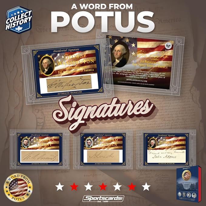 2025 A Word from The President POTUS Trading Card Box 1 Autograph or 1 Relic Per Box (Bush Clinton Donald Trump Joe Biden Obama)