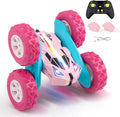Threeking New Remote Control Car RC Flip Stunt Double Sided Driving Cars Toys for Girls Ages 6-12 USB-C Modular Batteries 4WD 360° Flips with Breathing Soft Lights Presents Gifts for Kids Pink