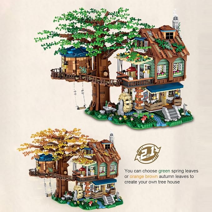 Mini Blocks Tree House Building Kit 4761PCS Idea Forest House Building Blocks Set DIY Mini Bricks Street View House Construction Model for Adult