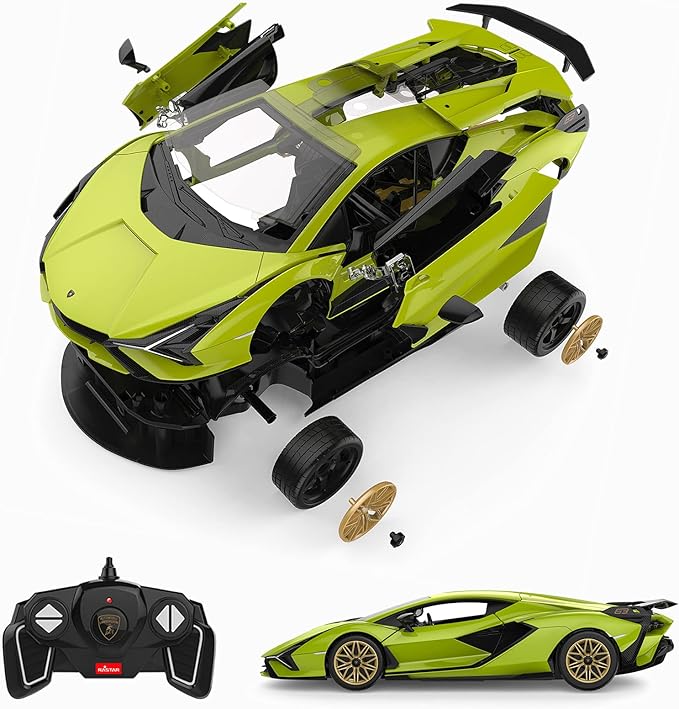 RASTAR 97400 1/18 72PCS Officially Licensed RC Race Car Building Kits for Lamborghini Sian FKP37 with Remote Motor &amp DIY Decals for Play &amp Display - Ideal Gift for Racing Car Fans Ages 8+