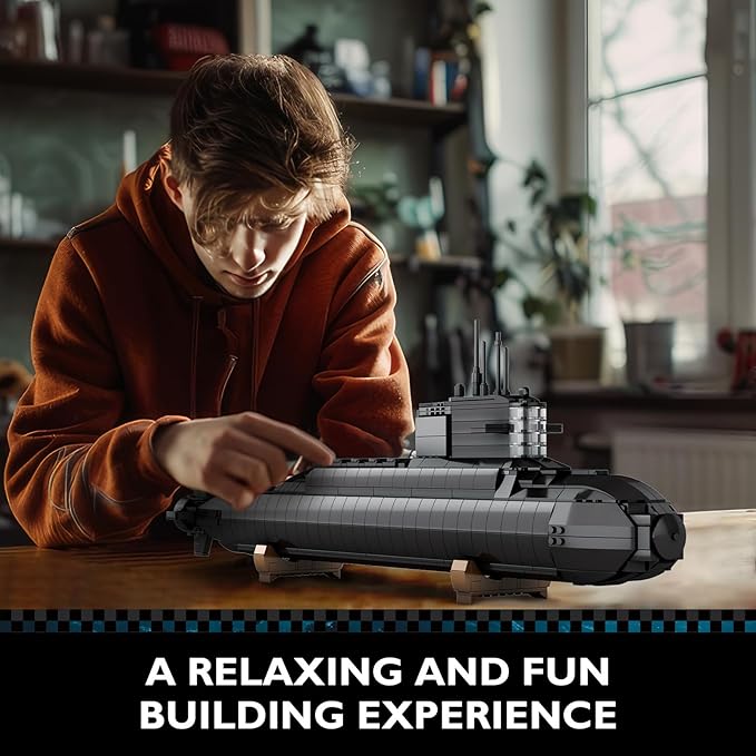 JMBricklayer Nuclear Submarine Building Sets for Adults Men Military Submarine Toys with Lights WW2 History Collectible Home Decor Battleship Construction Set Army Toy Gifts 1498PCS