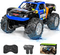 Waterproof RC Monster Truck Amphibious Remote Control Trucks 13In Big Off Road RC Cars for Kids 4WD 360° Rotation Two Rechargeable Batteries Gifts for Boys Girls Age 4-12 Pool Toys (Blue)