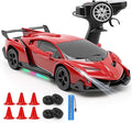 QUN XING Remote Control Car 1:24 Officially Licensed Lambo veneno RC Drift Car with LED Lights 2.4GHz 4WD 15KM/H Fast Speed Control Rechargeable Battery 800mah Birthday for Kids Boys 8-12red