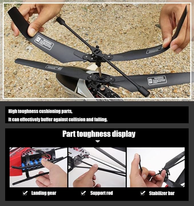 Red Large Fall Resistant RC Helicopter 3.5 Channels Remote Control Helicopter Toys Gift with LED Light Night with 2 Batteries
