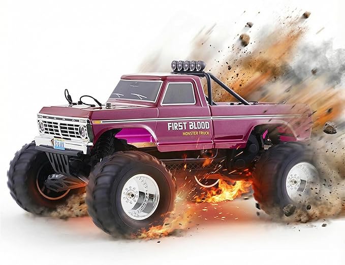 FMS 1/10 RC Truck Ford F-1002WD Monster Truck with Licensed Body 550 Brushed Motor Oil Shocks Independent Suspension – All-Terrain RC Crawler High Speed Off-Road RC Car for Gift(Red First Blood)