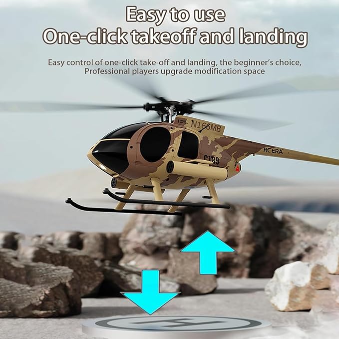 C189 Remote Control Helicopter 2.4G 6CH UAV 1:28 Brushless Motor RC Helicopter Single Blade Flybarless Remote Helicopter RTF with Optical Flow Localization 2 Battery - Red