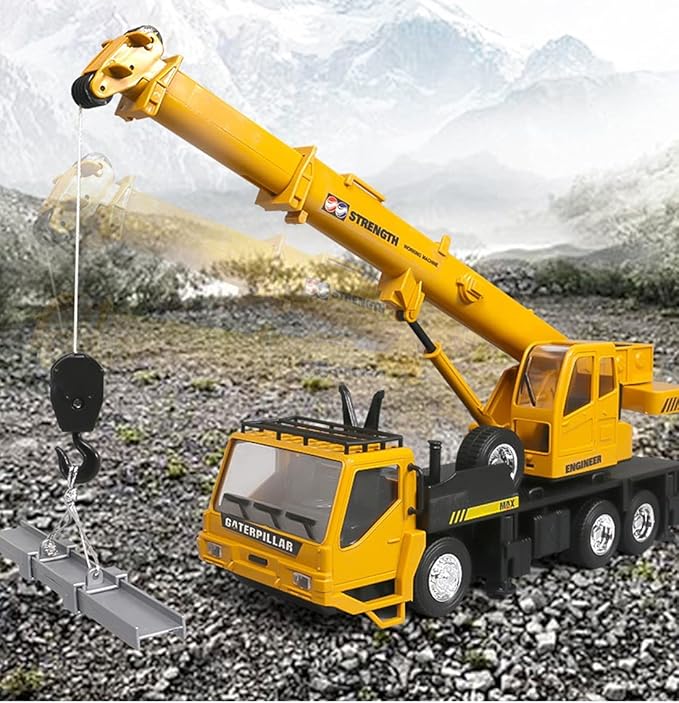 RC Crane Construction Tractor Remote Control Large Crane Truck wiht Light and Sound Rechargeable Electronics Hobby Toys for Kids Boys Child (Yellow)