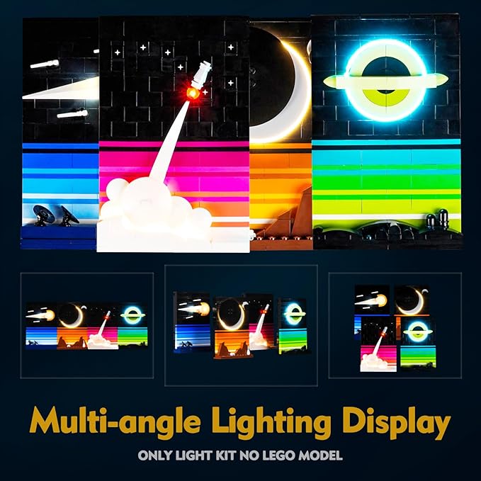 VONADO Light Kit Compatible with Lego Tales of The Space Age DIY Lighting Compatible with Lego 21340 Building Set (No Model) Lights Compatible with Lego Space 3D Postcards for Astronomy Lovers