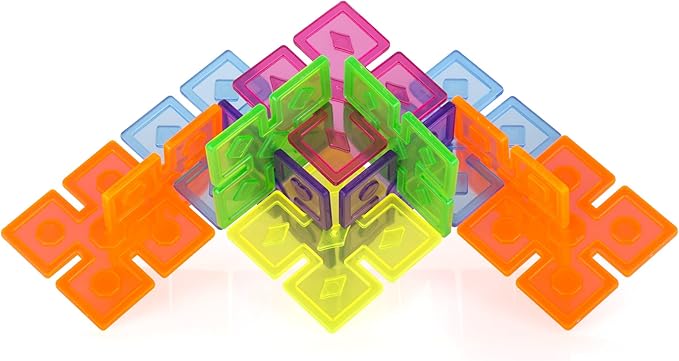 Guidecraft Interlox Squares - 96 Piece Set Interlocking Construction Toy Creative Building - Educational STEM Construction Toy for Kids