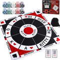 HOROW 23.6 Inches Tripoley Game Tripoli Board Game Anti-Slip MatCombination of Michigan Rummy Hearts and Poker200 Pokers2 Boxes of Cards1 Storage Bag