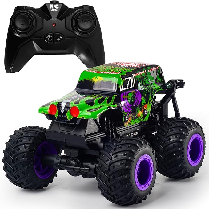 Gohero Monster Trucks for Boys Age 4-7 2.4Ghz RC Zombie Monster Truck Toys with Stunt 360°Spin &amp Drift 1:20 Scale Remote Control Car with Light &amp Sounds Gift for 3 5 6 8 Year Old Boys&amp