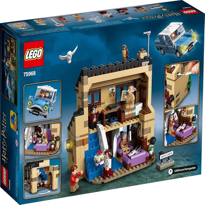 LEGO Harry Potter 4 Privet Drive 75968 House and Ford Anglia Flying Car Toy Wizarding World Gifts for Kids Girls &amp Boys with Harry Potter Ron Weasley Dursley Family and Dobby Minifigures