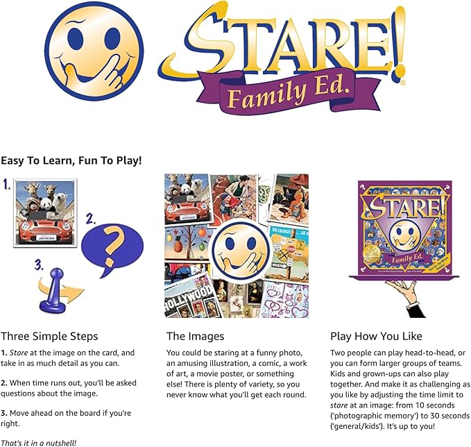 Stare - Fun Game of Visual Recall Where Quirky Image Cards Challenge Players' Minds – Classic for Adult &amp Family Game Night