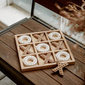 NIKKY HOME Tic Tac Toe Game Coffee Table Decor 10.6 Inch Rustic Wooden Board Wood &amp White